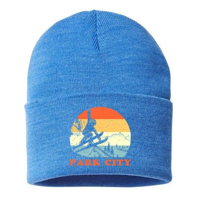 Ski Park City Utah Vintage Snow Skiing Vacation Meaningful Gift Sustainable Knit Beanie