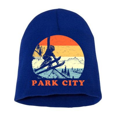 Ski Park City Utah Vintage Snow Skiing Vacation Meaningful Gift Short Acrylic Beanie