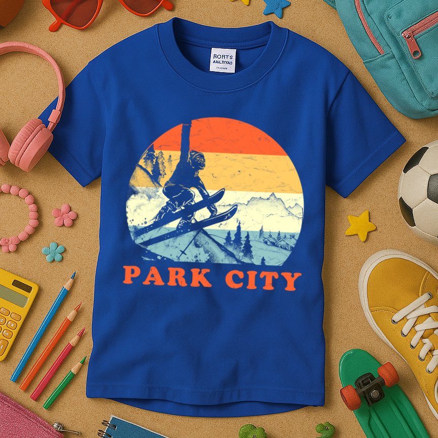Ski Park City Utah Vintage Snow Skiing Vacation Meaningful Gift Kids T-Shirt