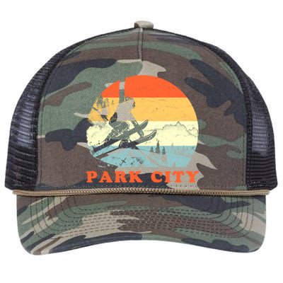 Ski Park City Utah Vintage Snow Skiing Vacation Meaningful Gift Retro Rope Trucker Hat Cap