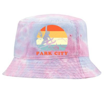 Ski Park City Utah Vintage Snow Skiing Vacation Meaningful Gift Tie-Dyed Bucket Hat