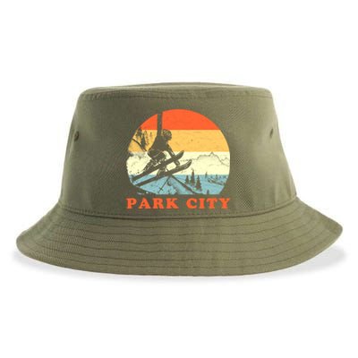 Ski Park City Utah Vintage Snow Skiing Vacation Meaningful Gift Sustainable Bucket Hat