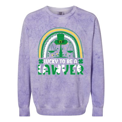 Saint Patrick Costume Rainbow Shamrock Lucky To Be A Lawyer Gift Colorblast Crewneck Sweatshirt