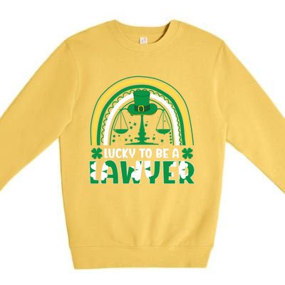 Saint Patrick Costume Rainbow Shamrock Lucky To Be A Lawyer Gift Premium Crewneck Sweatshirt