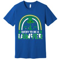 Saint Patrick Costume Rainbow Shamrock Lucky To Be A Lawyer Gift Premium T-Shirt