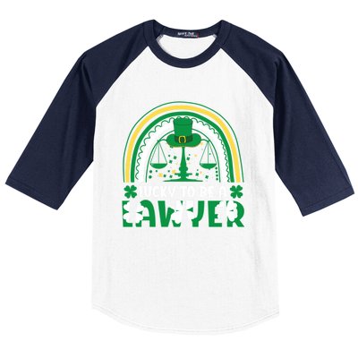 Saint Patrick Costume Rainbow Shamrock Lucky To Be A Lawyer Gift Baseball Sleeve Shirt