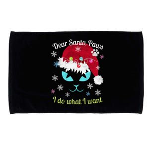 Santa Paws Cat Christmas I Do What I Want Distressed Retro Gift Microfiber Hand Towel