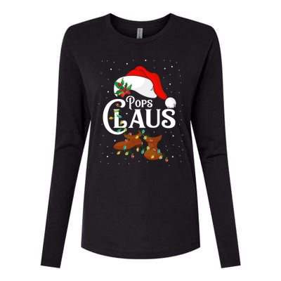 Santa Pops Claus Christmas Lights Family Funny Gift Womens Cotton Relaxed Long Sleeve T-Shirt