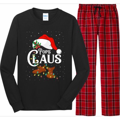 Santa Pops Claus Christmas Lights Family Funny Gift Long Sleeve Pajama Set