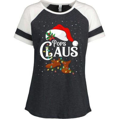 Santa Pops Claus Christmas Lights Family Funny Gift Enza Ladies Jersey Colorblock Tee