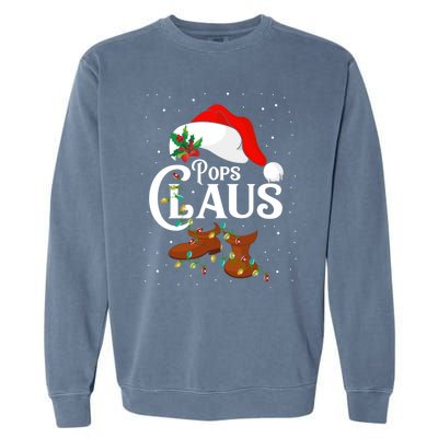 Santa Pops Claus Christmas Lights Family Funny Gift Garment-Dyed Sweatshirt