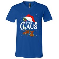 Santa Pops Claus Christmas Lights Family Funny Gift V-Neck T-Shirt