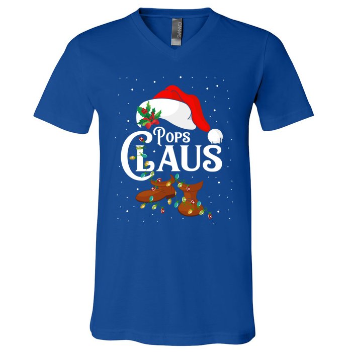 Santa Pops Claus Christmas Lights Family Funny Gift V-Neck T-Shirt