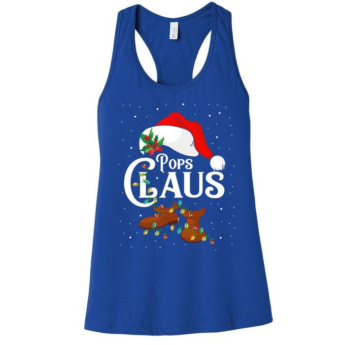 Santa Pops Claus Christmas Lights Family Funny Gift Women's Racerback Tank