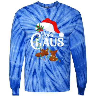 Santa Pops Claus Christmas Lights Family Funny Gift Tie-Dye Long Sleeve Shirt