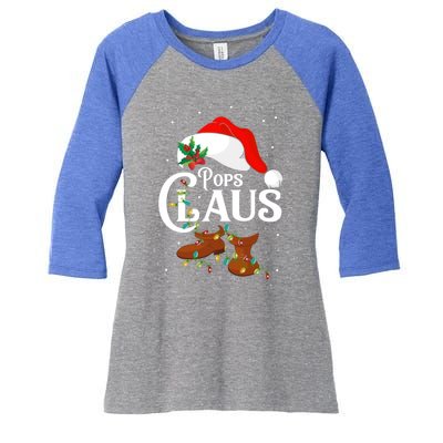 Santa Pops Claus Christmas Lights Family Funny Gift Women's Tri-Blend 3/4-Sleeve Raglan Shirt