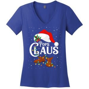 Santa Pops Claus Christmas Lights Family Funny Gift Women's V-Neck T-Shirt