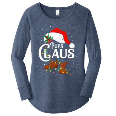 Santa Pops Claus Christmas Lights Family Funny Gift Women's Perfect Tri Tunic Long Sleeve Shirt