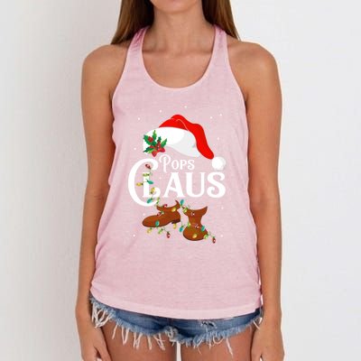 Santa Pops Claus Christmas Lights Family Funny Gift Women's Knotted Racerback Tank