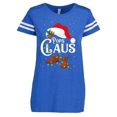 Santa Pops Claus Christmas Lights Family Funny Gift Enza Ladies Jersey Football T-Shirt