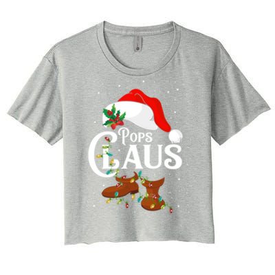 Santa Pops Claus Christmas Lights Family Funny Gift Women's Crop Top Tee