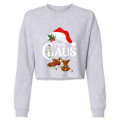 Santa Pops Claus Christmas Lights Family Funny Gift Cropped Pullover Crew