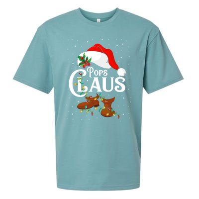 Santa Pops Claus Christmas Lights Family Funny Gift Sueded Cloud Jersey T-Shirt