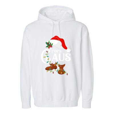 Santa Pops Claus Christmas Lights Family Funny Gift Garment-Dyed Fleece Hoodie