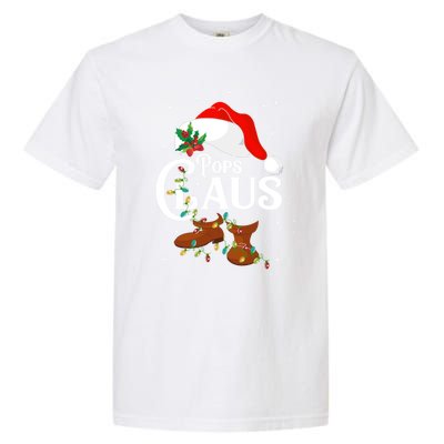 Santa Pops Claus Christmas Lights Family Funny Gift Garment-Dyed Heavyweight T-Shirt