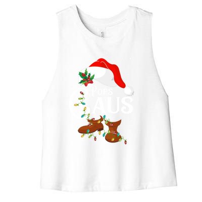 Santa Pops Claus Christmas Lights Family Funny Gift Women's Racerback Cropped Tank