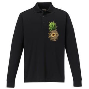 Sunflower Pineapple Cute Performance Long Sleeve Polo