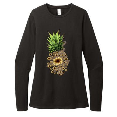 Sunflower Pineapple Cute Womens CVC Long Sleeve Shirt