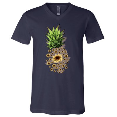 Sunflower Pineapple Cute V-Neck T-Shirt