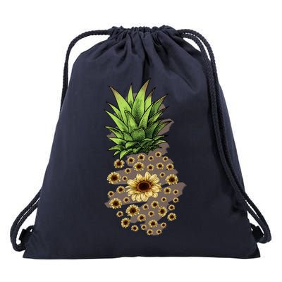 Sunflower Pineapple Cute Drawstring Bag