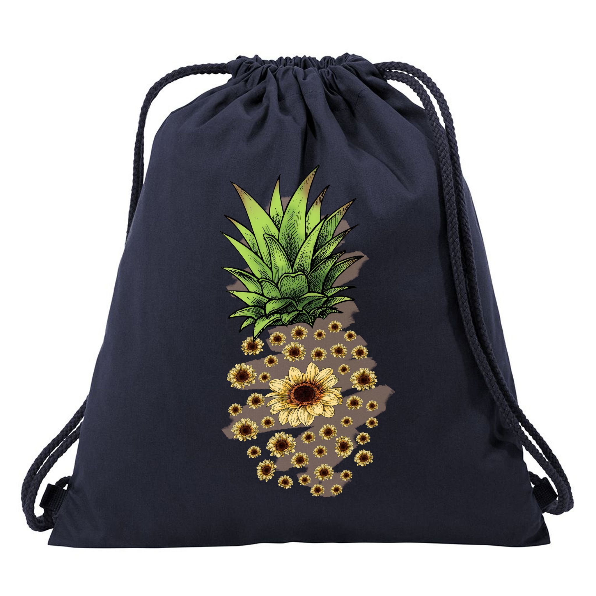 Sunflower Pineapple Cute Drawstring Bag