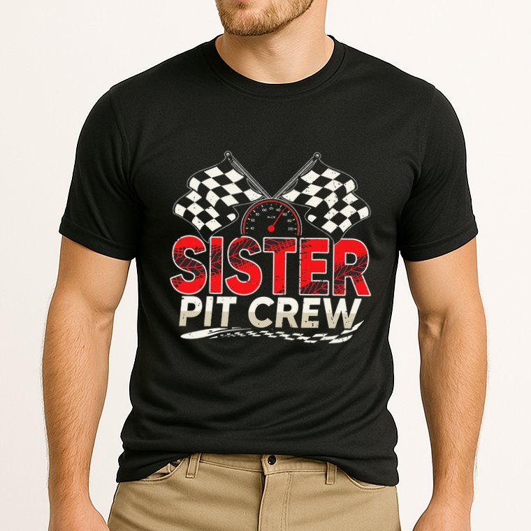 Sister Pit Crew Race Car Lover Racing Family Matching Funny Performance Shirt