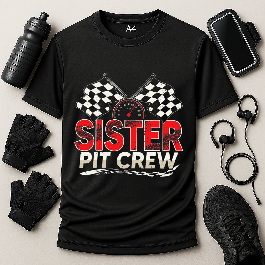 Sister Pit Crew Race Car Lover Racing Family Matching Funny Performance Shirt