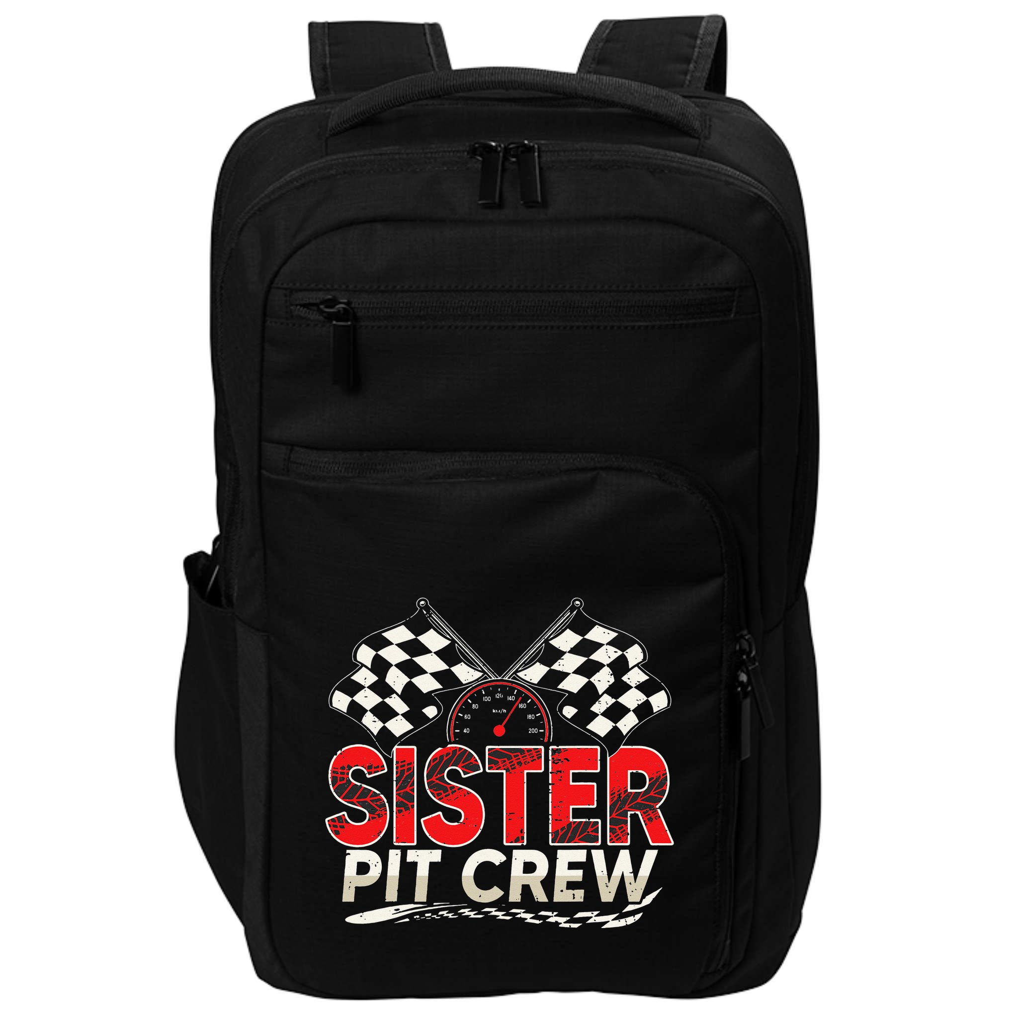 Sister Pit Crew Race Car Lover Racing Family Matching Funny Impact Tech Backpack