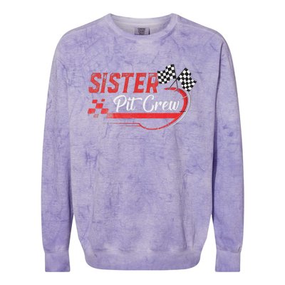 Sister Pit Crew Race Car Birthday Party Racing Family Colorblast Crewneck Sweatshirt