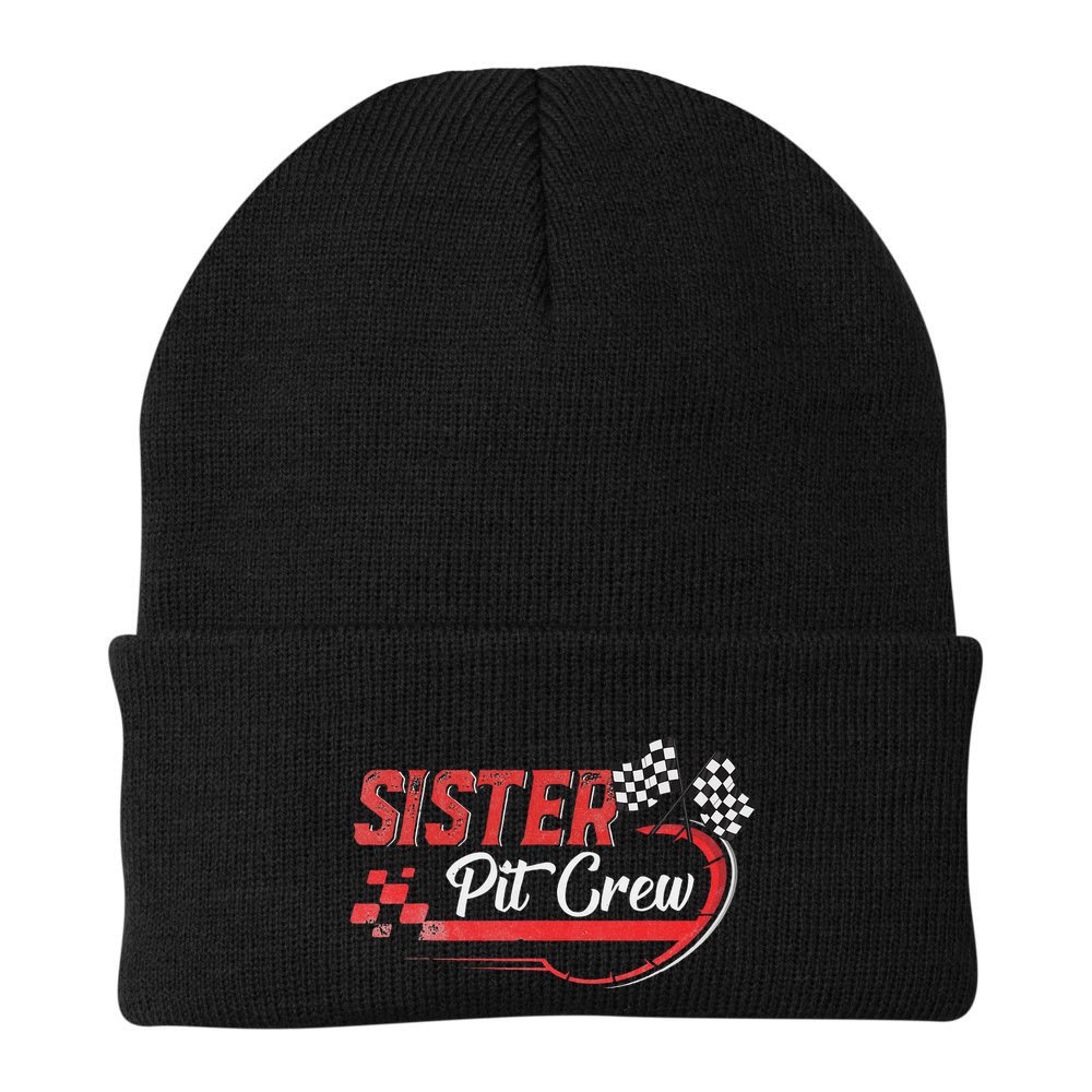 Sister Pit Crew Race Car Birthday Party Racing Family Beanie