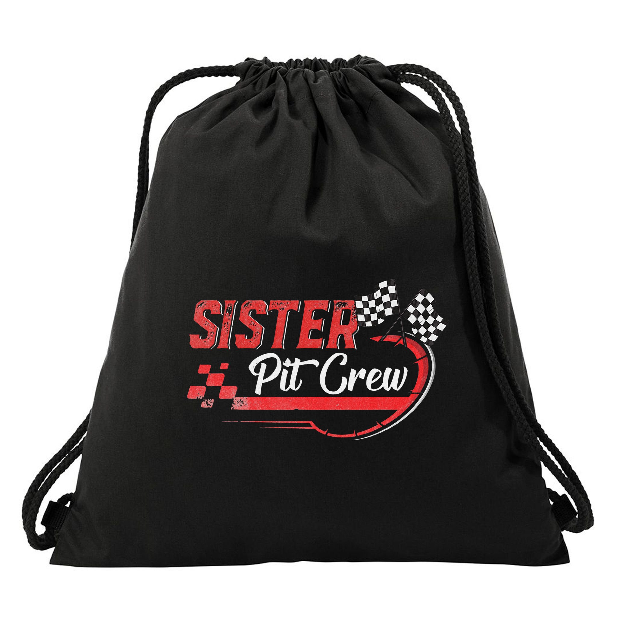 Sister Pit Crew Race Car Birthday Party Racing Family Drawstring Bag