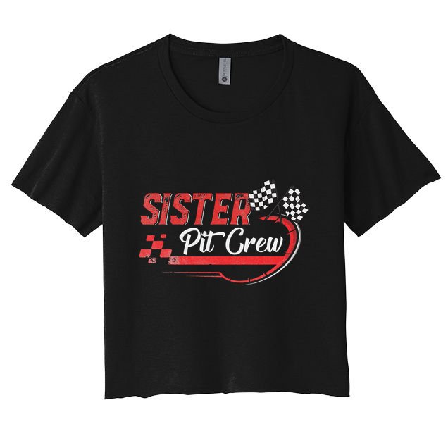 Sister Pit Crew Race Car Birthday Party Racing Family Crop Top
