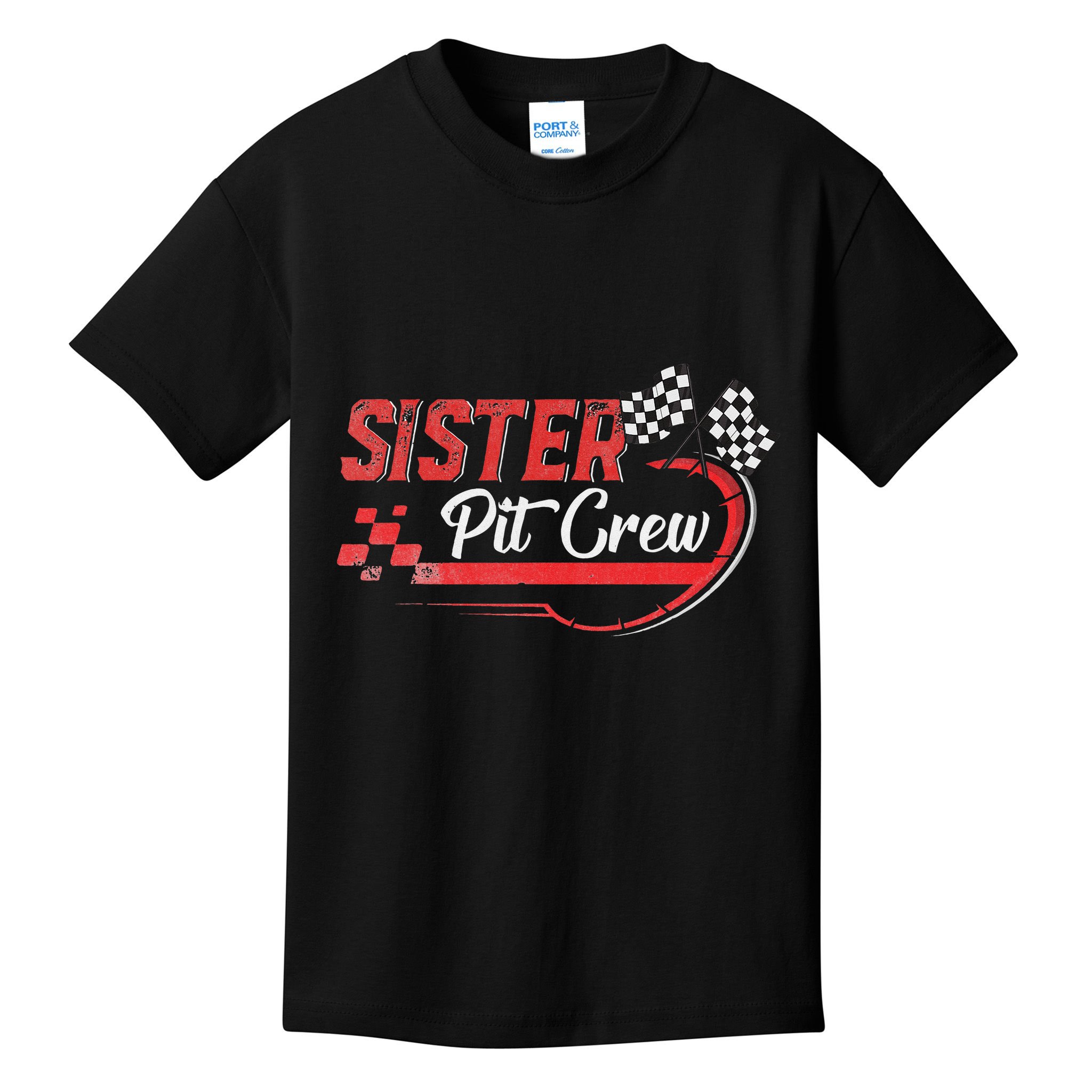 Sister Pit Crew Race Car Birthday Party Racing Family Kids T-Shirt