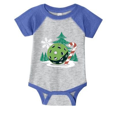 Snowy Pickleball Christmas Tree Festive Winter Snowflake Gift Infant Baby Jersey Bodysuit