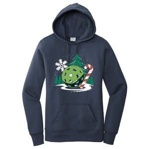 Snowy Pickleball Christmas Tree Festive Winter Snowflake Gift Women's Pullover Hoodie