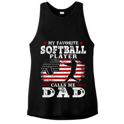 Softball Player Calls Me Dad Ladies PosiCharge Tri-Blend Wicking Tank