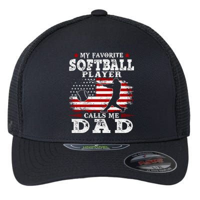 Softball Player Calls Me Dad Flexfit Unipanel Trucker Cap