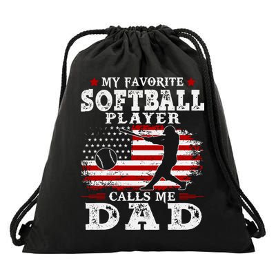 Softball Player Calls Me Dad Drawstring Bag