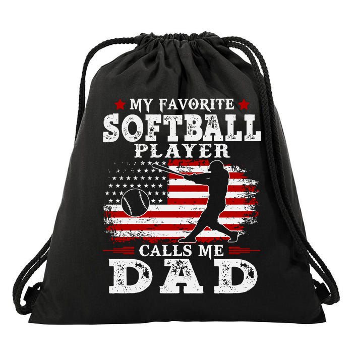 Softball Player Calls Me Dad Drawstring Bag