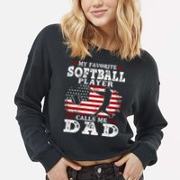 Softball Player Calls Me Dad Cropped Pullover Crew
